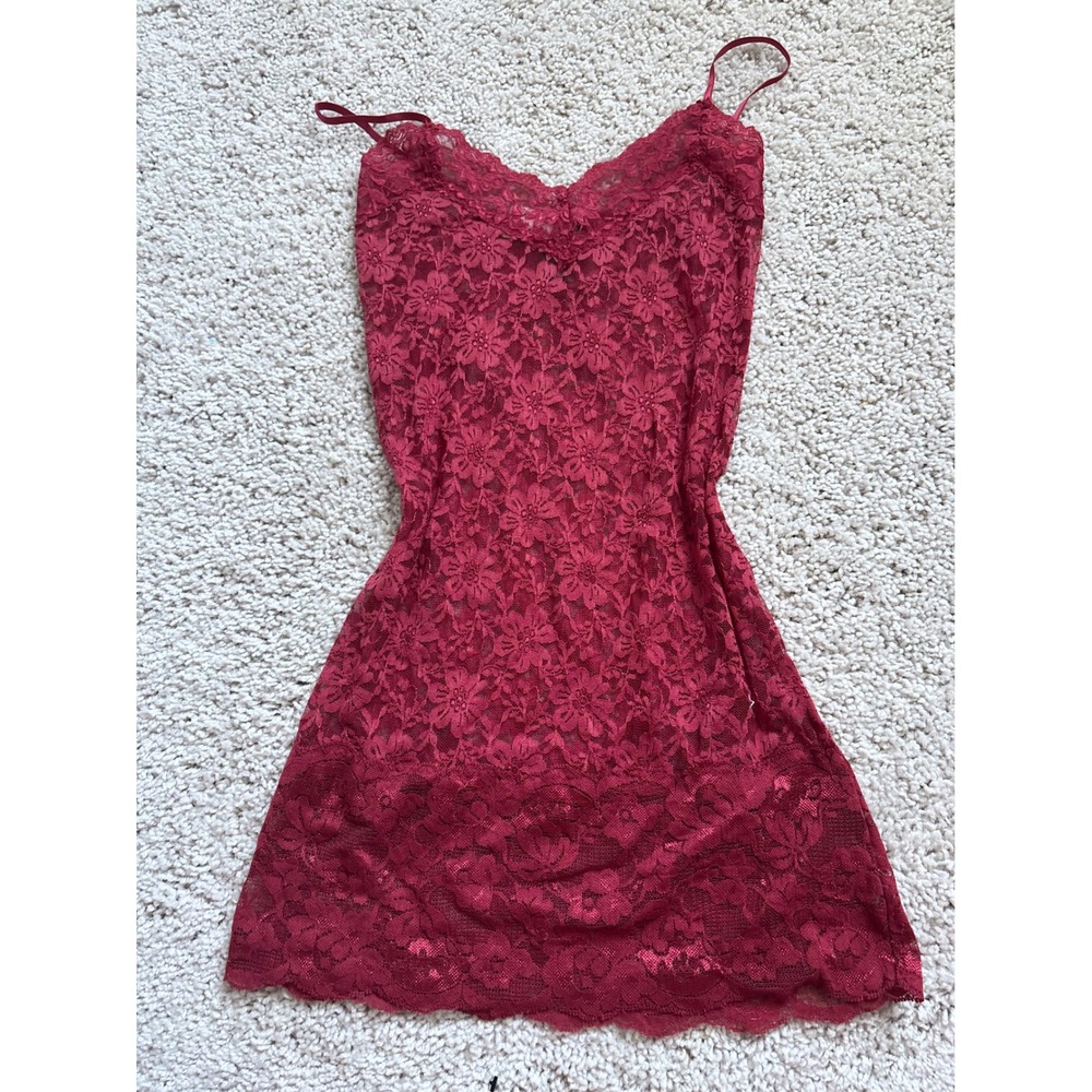 Red Lace Cami tank top layering wet Seal Floral Y2K Lingerie XS Vintage